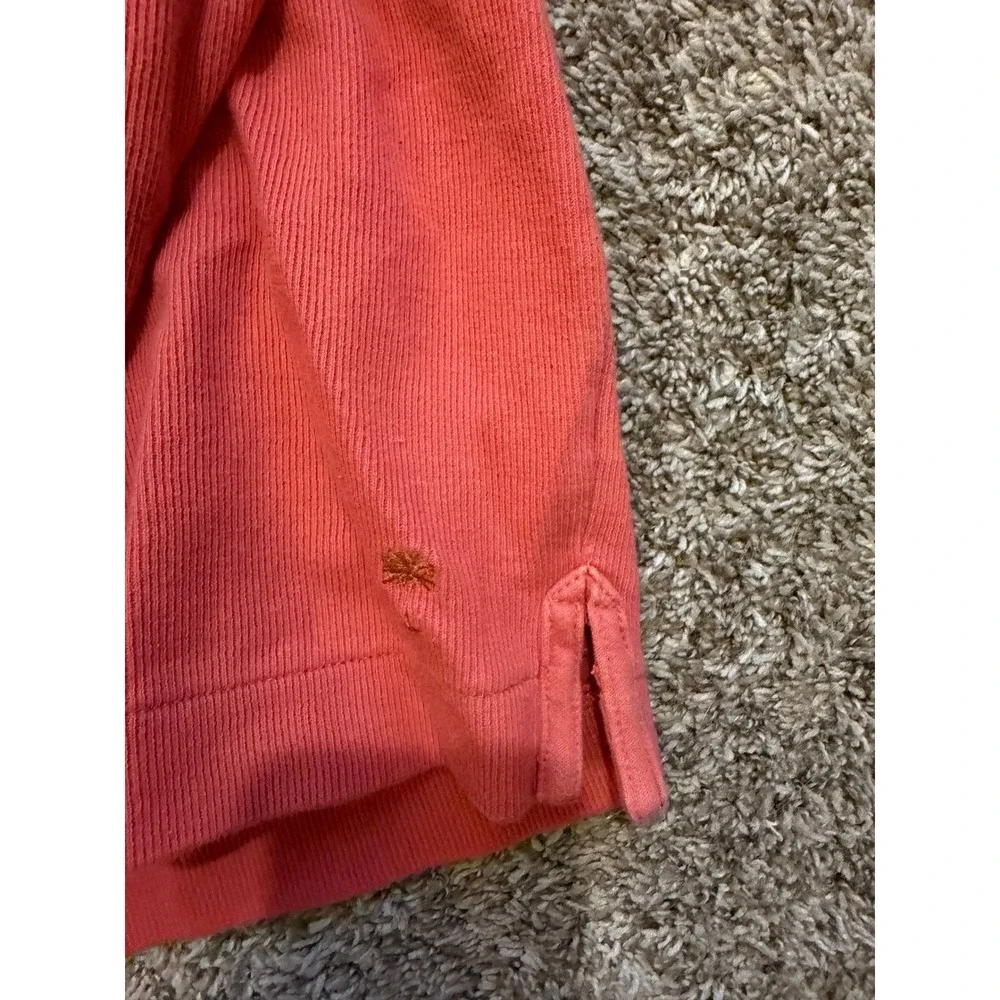 Paradise Collection Mens Quarter Zip Pullover Ribbed Cotton Coral Pink Medium